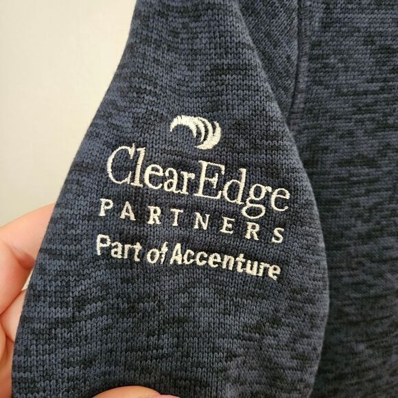 Land's End Jacket Quarter Zip Pullover Sweatshirt Navy Blue Embroidered Casual - Picture 7 of 10